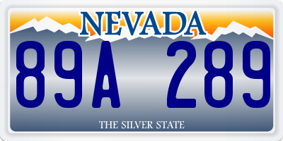 NV license plate 89A289