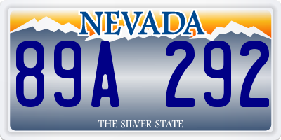 NV license plate 89A292