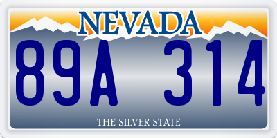 NV license plate 89A314