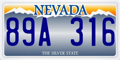 NV license plate 89A316