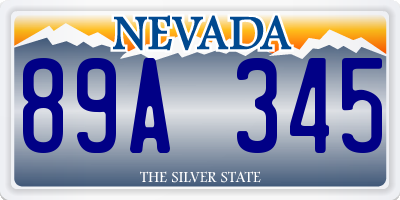 NV license plate 89A345