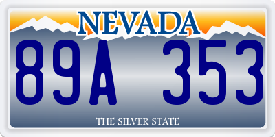 NV license plate 89A353