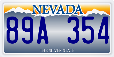 NV license plate 89A354
