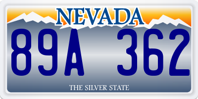 NV license plate 89A362