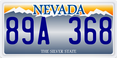 NV license plate 89A368