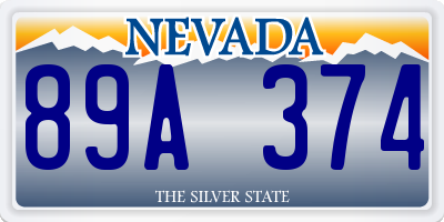 NV license plate 89A374