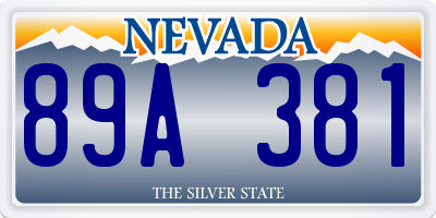 NV license plate 89A381