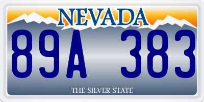 NV license plate 89A383