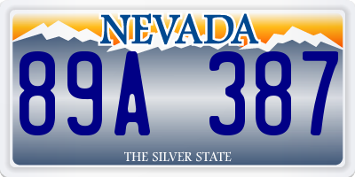 NV license plate 89A387