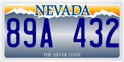 NV license plate 89A432