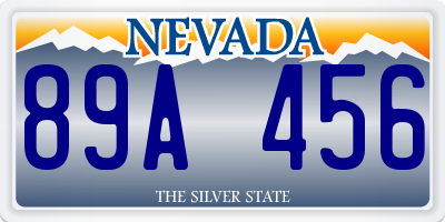 NV license plate 89A456