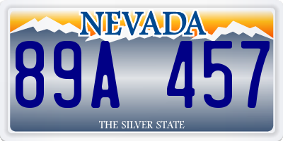 NV license plate 89A457