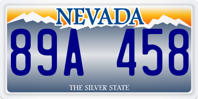 NV license plate 89A458