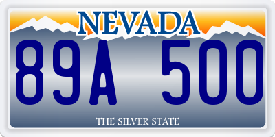 NV license plate 89A500