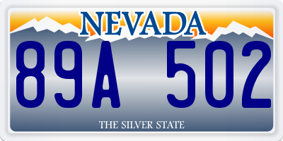 NV license plate 89A502