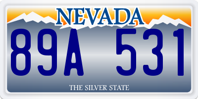 NV license plate 89A531