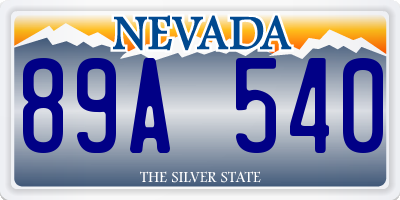 NV license plate 89A540