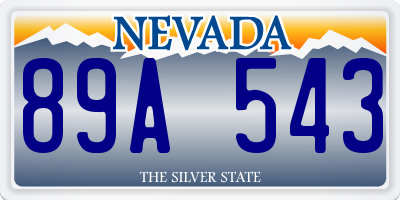 NV license plate 89A543