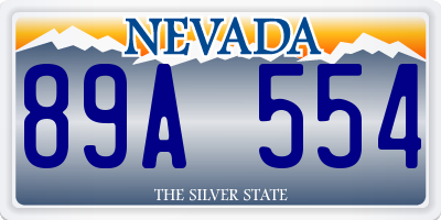 NV license plate 89A554