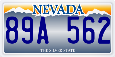 NV license plate 89A562