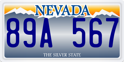 NV license plate 89A567