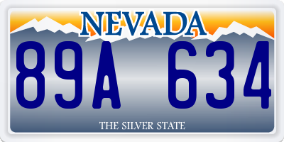 NV license plate 89A634