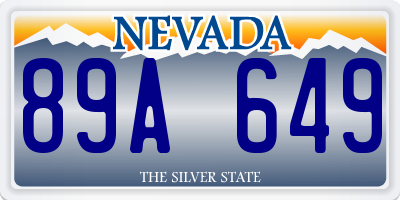 NV license plate 89A649