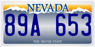 NV license plate 89A653