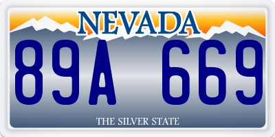 NV license plate 89A669