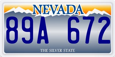 NV license plate 89A672