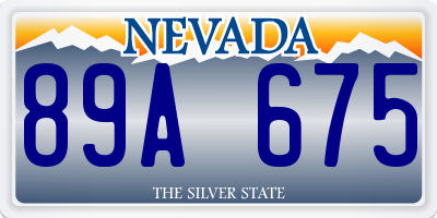 NV license plate 89A675