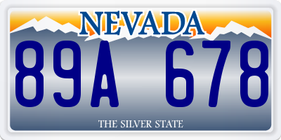 NV license plate 89A678