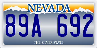 NV license plate 89A692