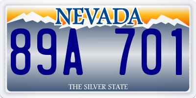 NV license plate 89A701