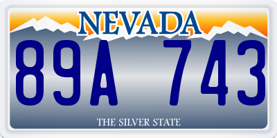 NV license plate 89A743