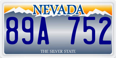 NV license plate 89A752