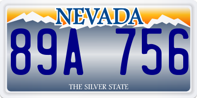 NV license plate 89A756