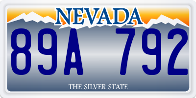 NV license plate 89A792