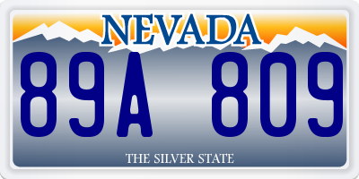 NV license plate 89A809