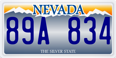 NV license plate 89A834