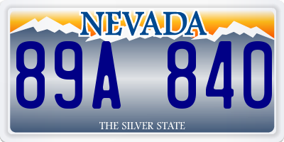 NV license plate 89A840