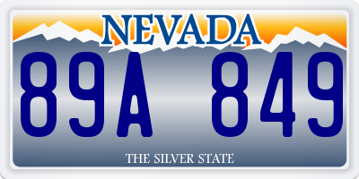 NV license plate 89A849