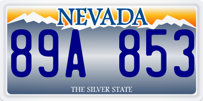 NV license plate 89A853