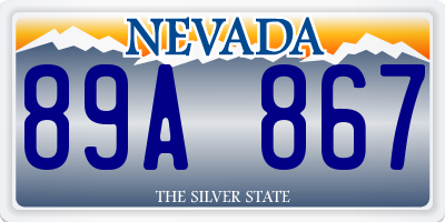 NV license plate 89A867