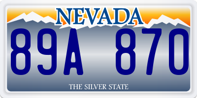 NV license plate 89A870