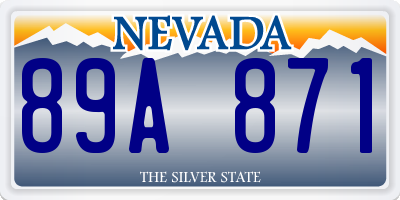 NV license plate 89A871