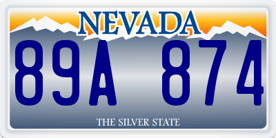 NV license plate 89A874
