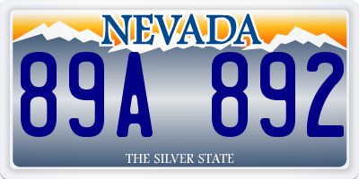 NV license plate 89A892