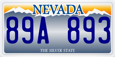NV license plate 89A893