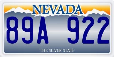 NV license plate 89A922